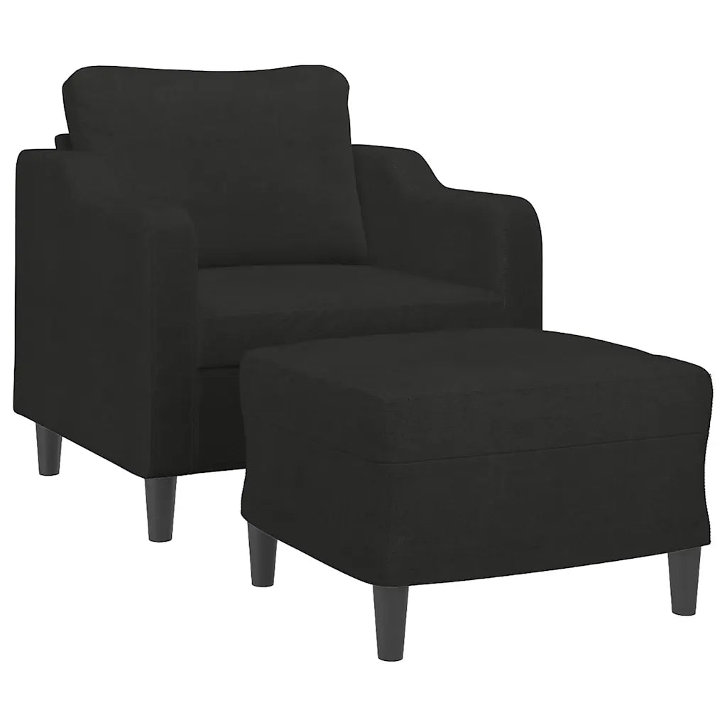 Poltrona | Sedia Relax con Poggiapiedi Nero 60 cm in Tessuto