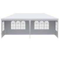 Gazebo da Giardino per Eventi con 4 Pareti Rimovibili con Finestre, 5.8x2.9x2.5m, Bianco