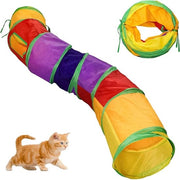 Tunnel da Giocare 2-Vie 3-Vie Ripiegabile per Gatti Cuccioli Conigli Porcecchi Indoor e Outdoor (Arcobaleno)
