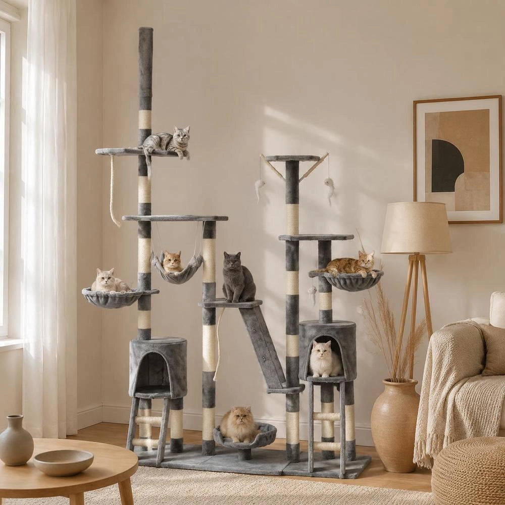 Cat Scratching Post With Sisal Scratching Columns 230 - 250 Cm Grey