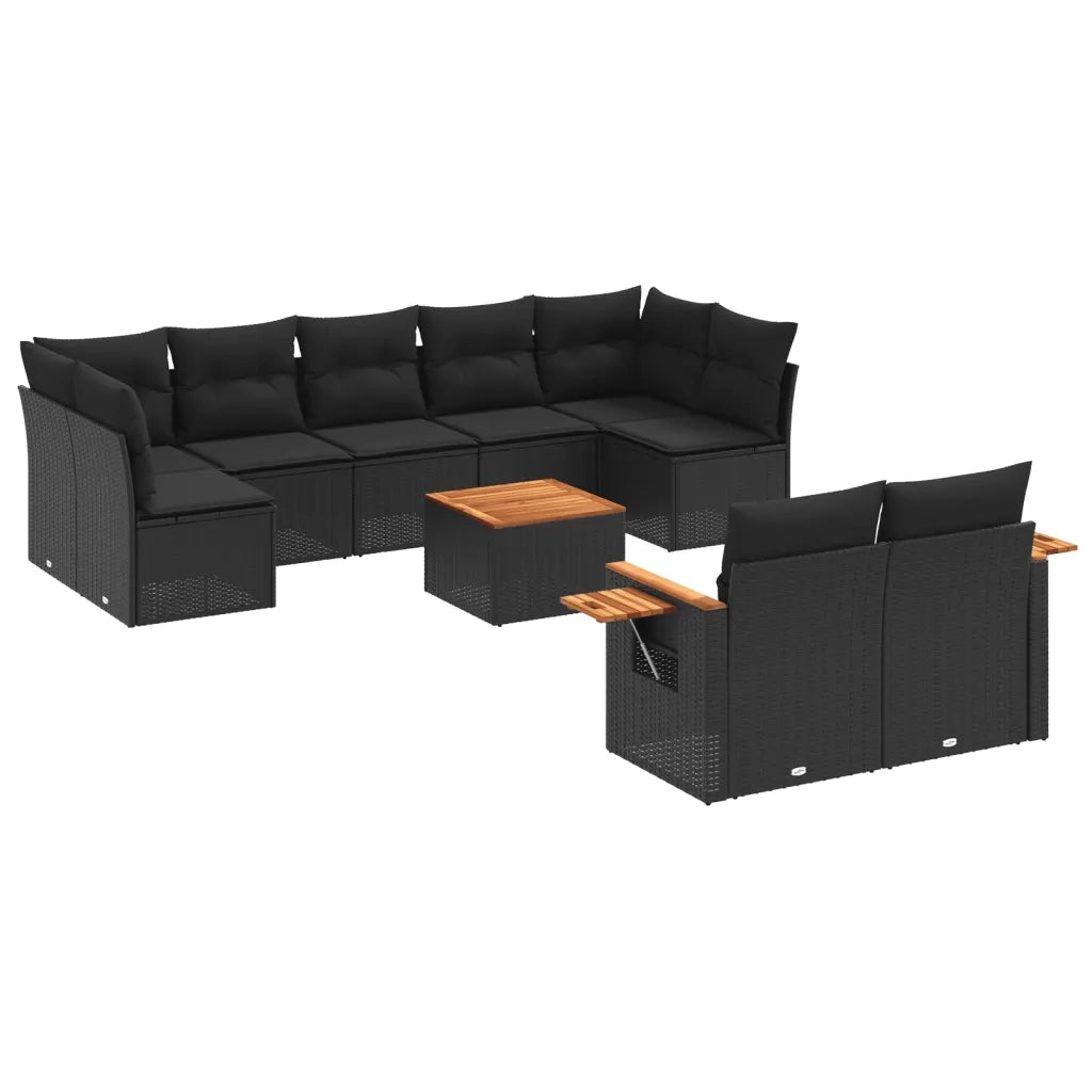 Set Divani da Giardino 10pz con Cuscini in Polyrattan Nerocod mxl 112778