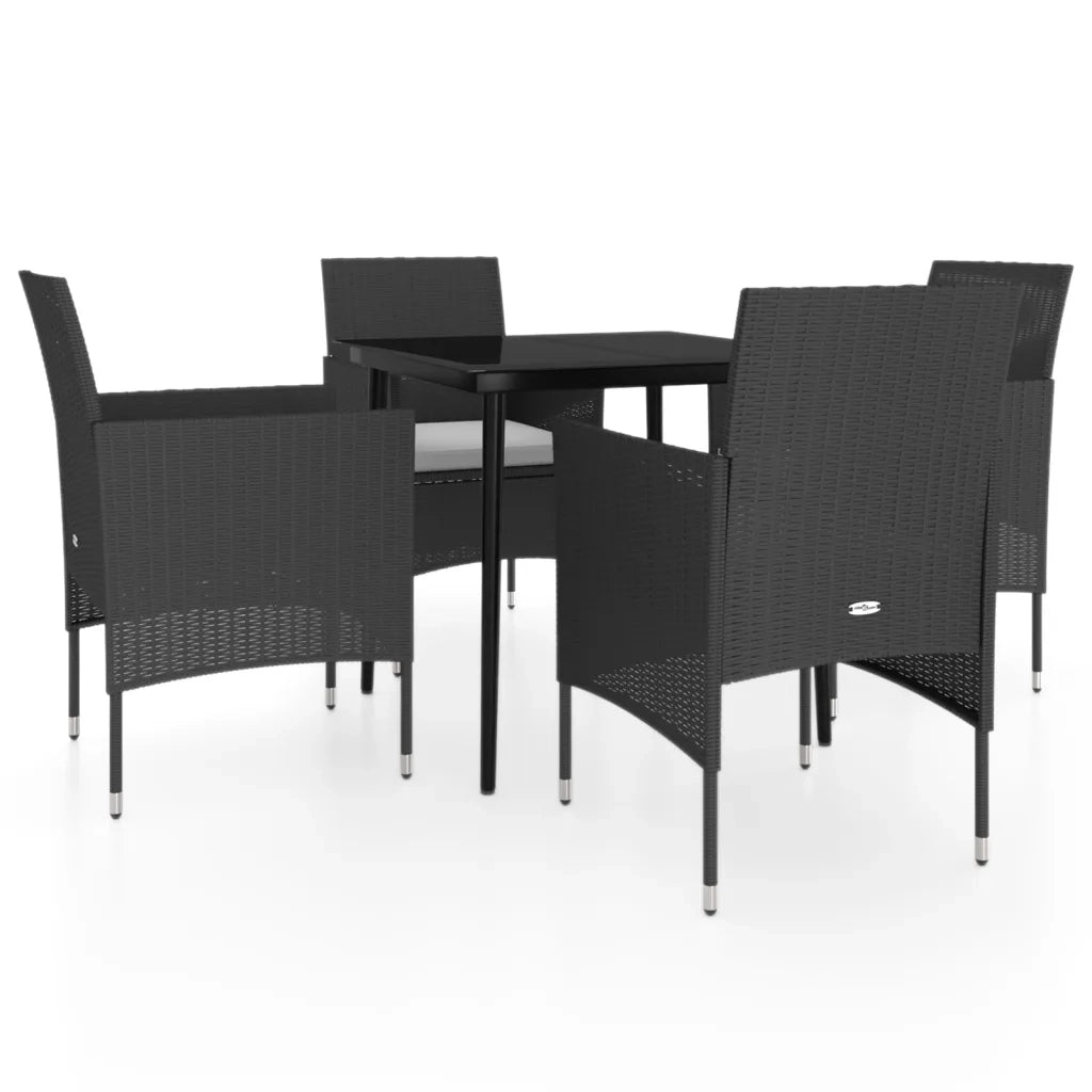 Set da Pranzo da Giardino 5 pz con Cuscini Nero cod mxl 40977