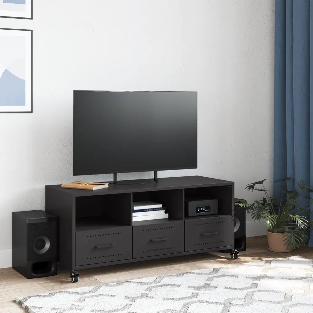 Mobile TV Nero 100,5x39x43,5 cm in Acciaio