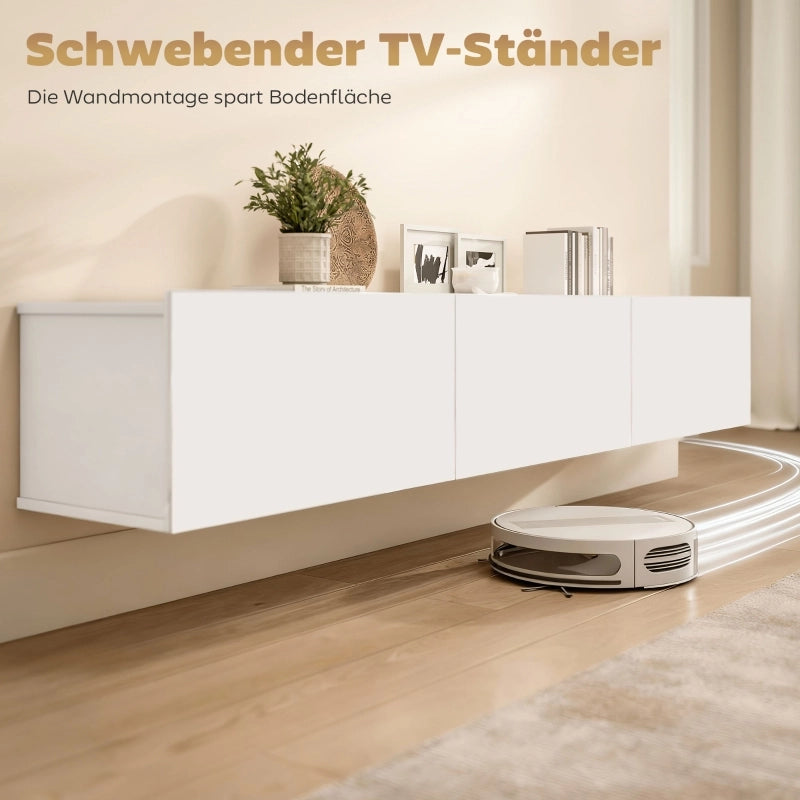 MOBILE TV Sospeso 180 cm Bianco con 3 ante ribaltabili