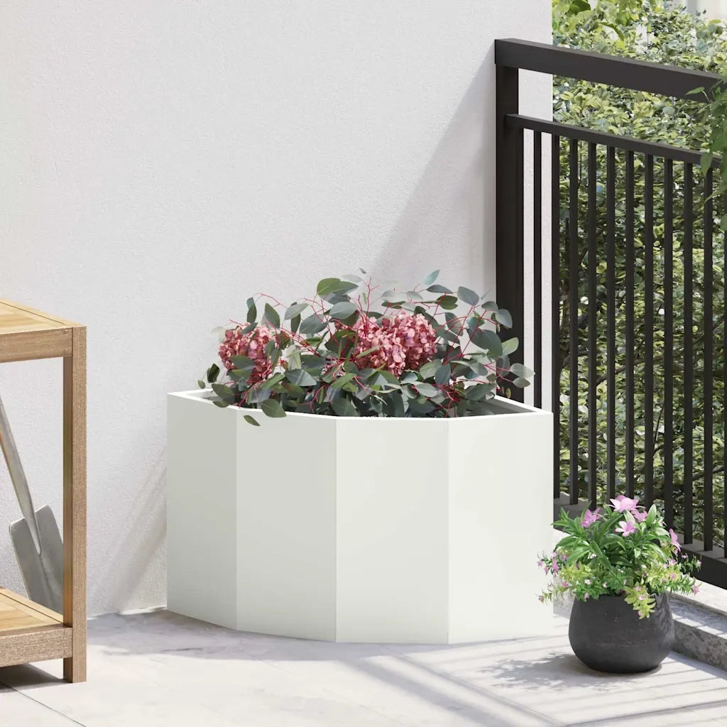 Fioriere | Cassetta per fiori | Vaso d'angolo Bianco 45 x 45 x 35 cm Acciaio