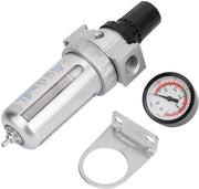 Regolatore di flusso compatto - Filtro e regolatore dell'aria - Catturatore di umidità - Compressore pneumatico dell'aria - In alluminio - Manopola di regolazione della pressione regolabile