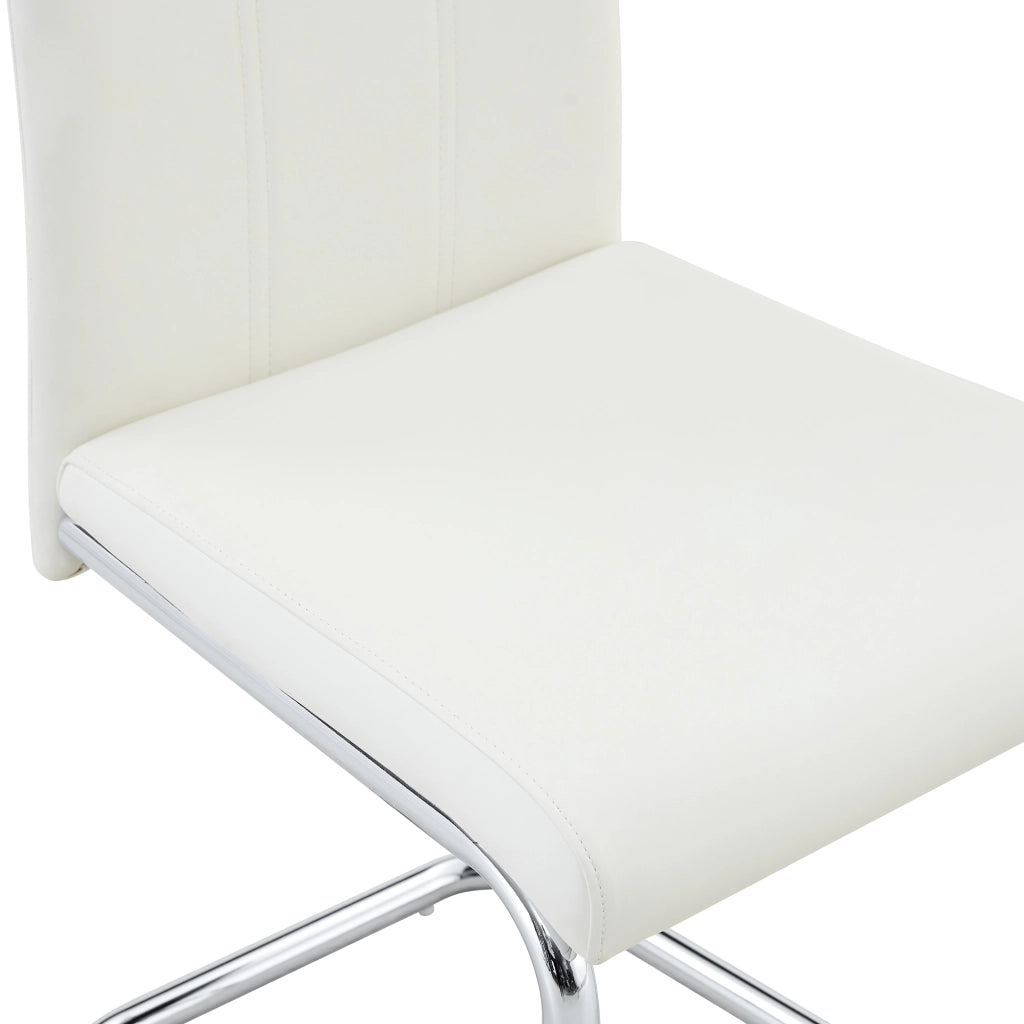 Sedie da Pranzo Imbottite in Ecopelle ¨C MINIMAL ¨C Set 4 Pezzi, Bianche, Gambe in Metallo Cromato
