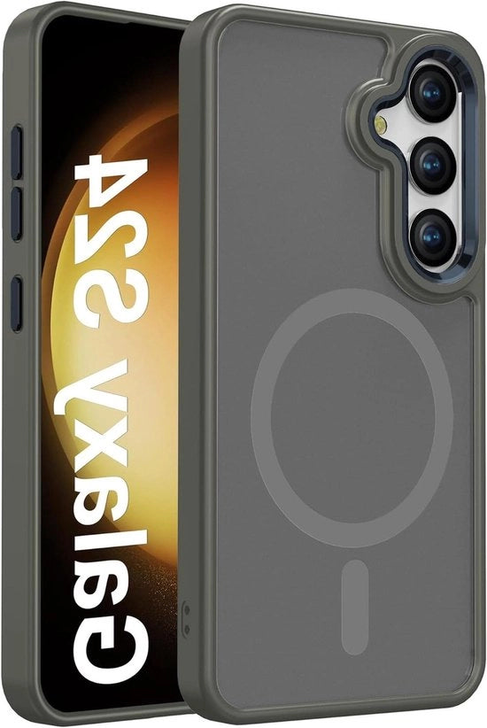 Custodia Premium per Samsung Galaxy S24 5G - Grigio - Compatibile con Magsafe - Resistente allo Shock - Qualità Militare - Translucido - Materiale Opaco - 6.2 pollici - Custodia per Telefono.