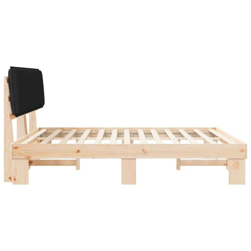 Letto con Testiera Rivestita Nero 180 x 200 cm Pino massello