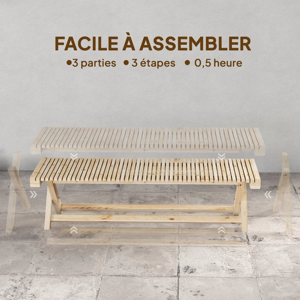 Panchina Giardino in Legno Massello ¨C zephmum ¨C Naturale 140x40x43 cm
