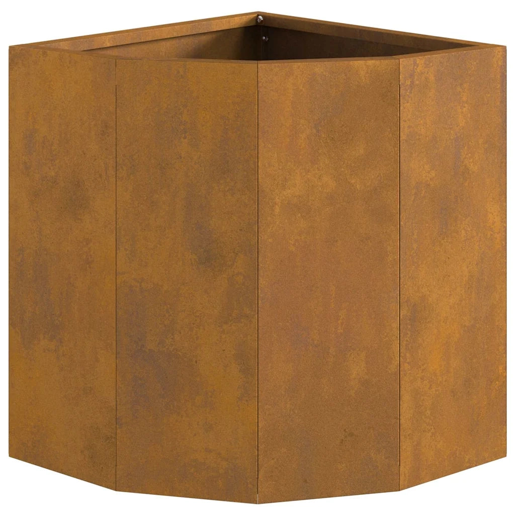 Vaso d'angolo-Fioriera-Contenitore per Piante Ruggine 30 x 30 x 35 cm acciaio corten