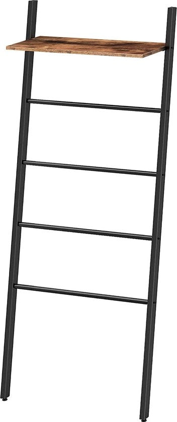 Scala Premium con 4 Appoggi per Asciugamani e Piastra Superiore, Stile Industriale, Facile da Montare, in Legno Rustico, Codice EBF73CJ01