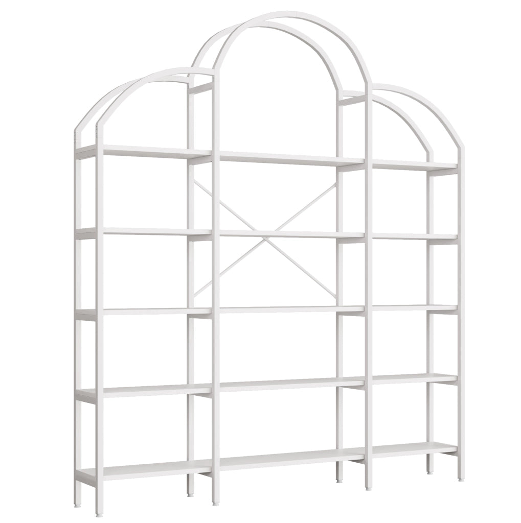 Scaffale a 5 ripiani in MDF e metallo bianco 170x26x190 cm