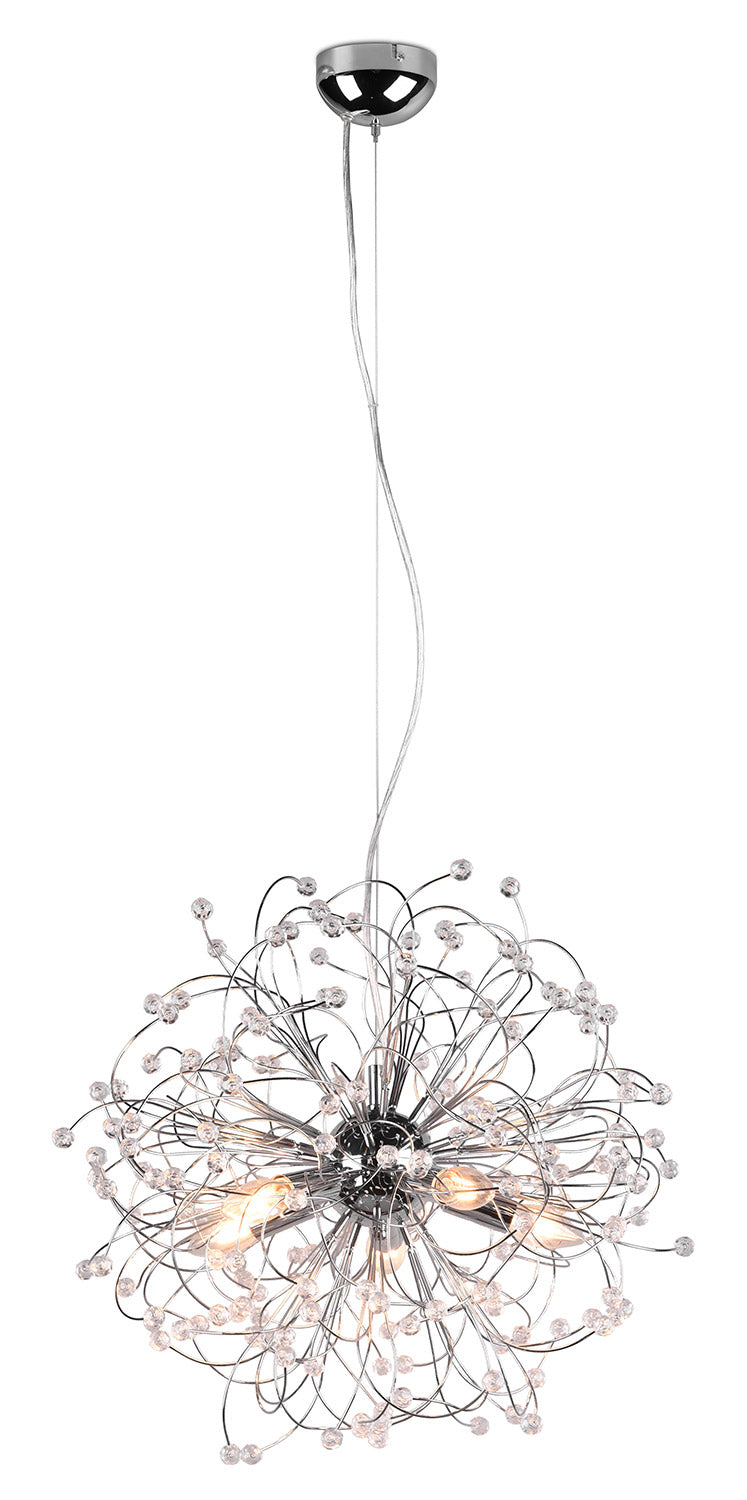 Lampada a Sospensione da Interno Attacco E14 in Metallo Cromo