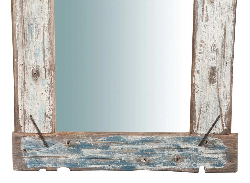 Biscottini Specchio da parete in legno massello L63xPR4xH88 cm. effetto antico dipinto