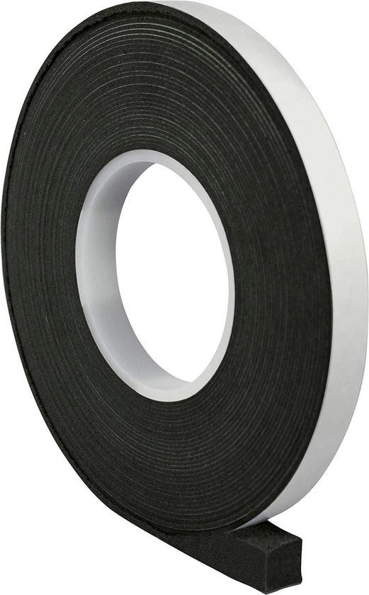 Striscia adesiva acqua resistente fino a 300 Pa nera 6-15 x 20 mm 4,3 m.