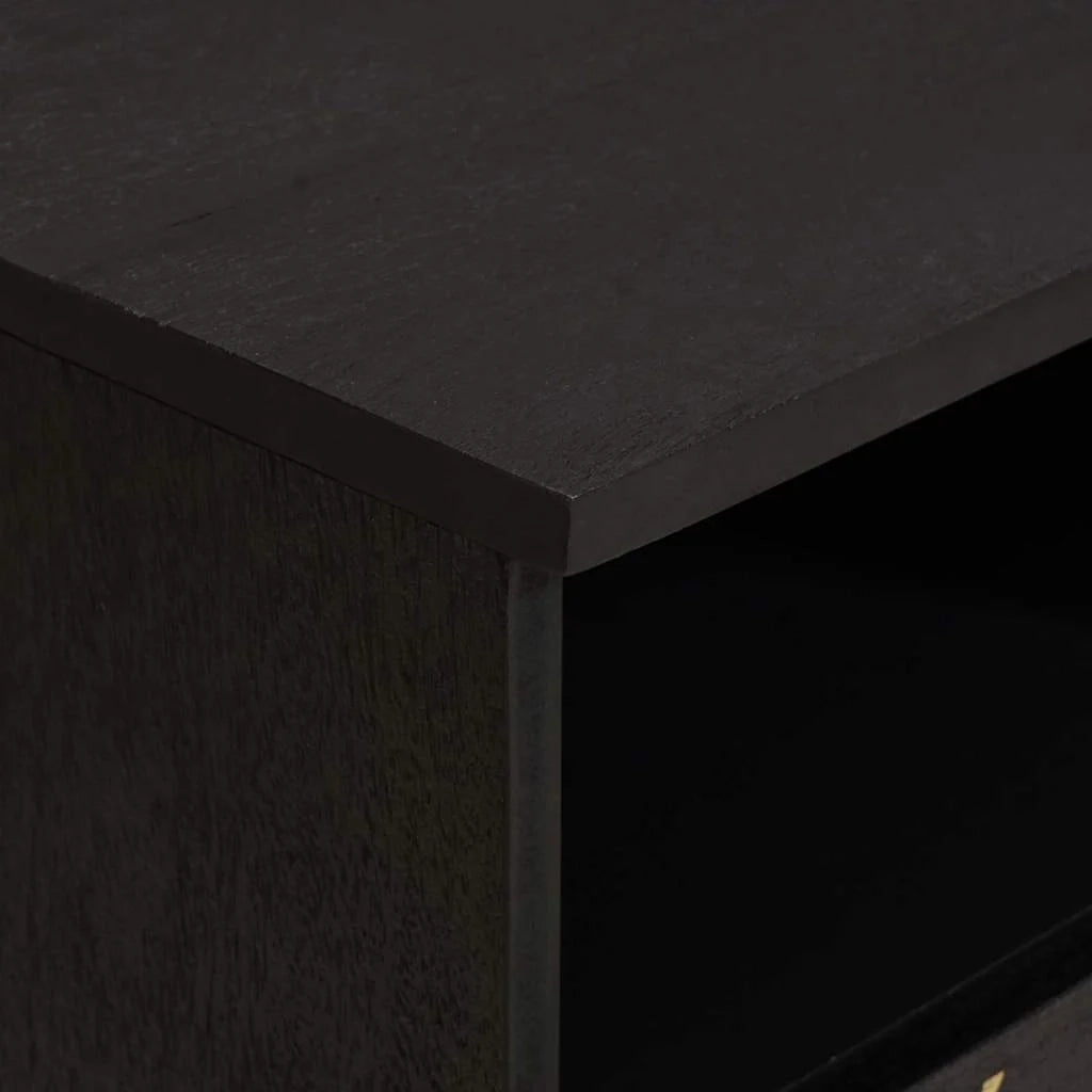 Mobile porta TV moderno dalle linee pulite 100 x 33 x 46 cm pratico contenitore in legno massello di mango nero 02_0057895