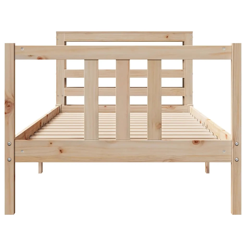 Giroletto con Testiera 90x190 cm in Legno Massello di Pino 3305955