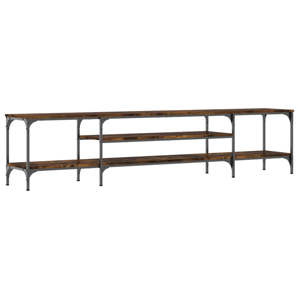 Mobile TV Rovere Fumo 201x35x45 cm in Legno Multistrato e Ferro 831815