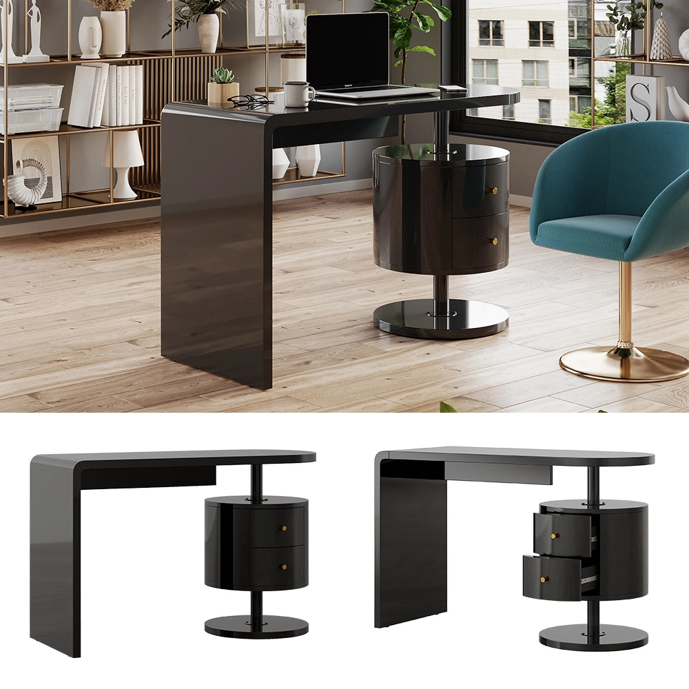 Vicco Scrivania Nero lucido 120 x 50 cm con 2 conducenti