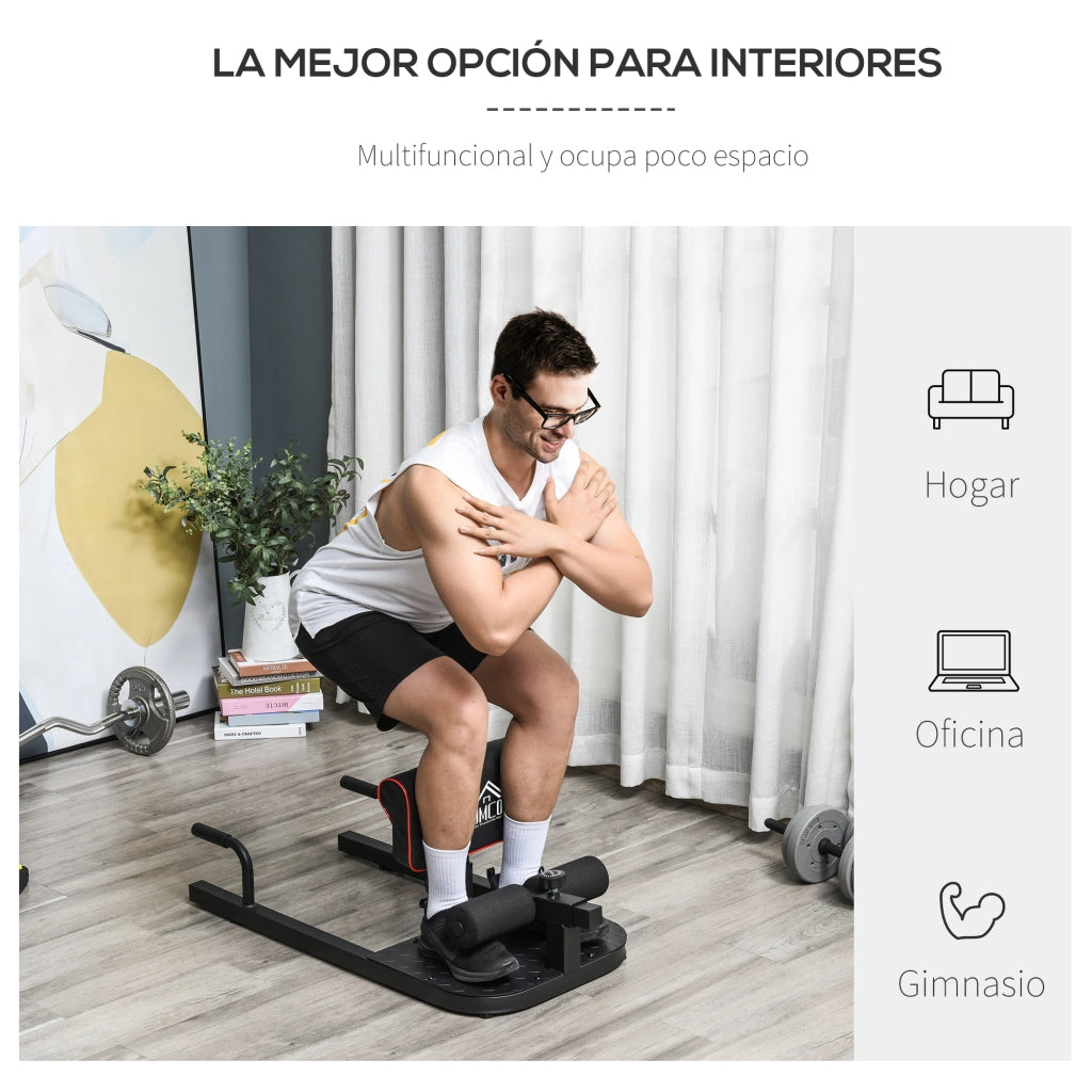 Macchinario per Squat 3 in 1 ¨C zephmum ¨C Attrezzo Multifunzione per Addominali e Supino Nero