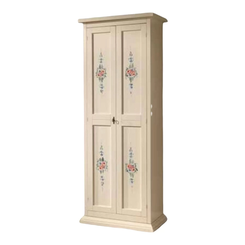 Armadietto porta scarpe legno avorio e decori 77x45x193 - Mobili 2G
