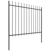 Recinzione da Giardino | Recinzione da cortile con Punta a Lancia in Acciaio 714,5x150 cm Nero