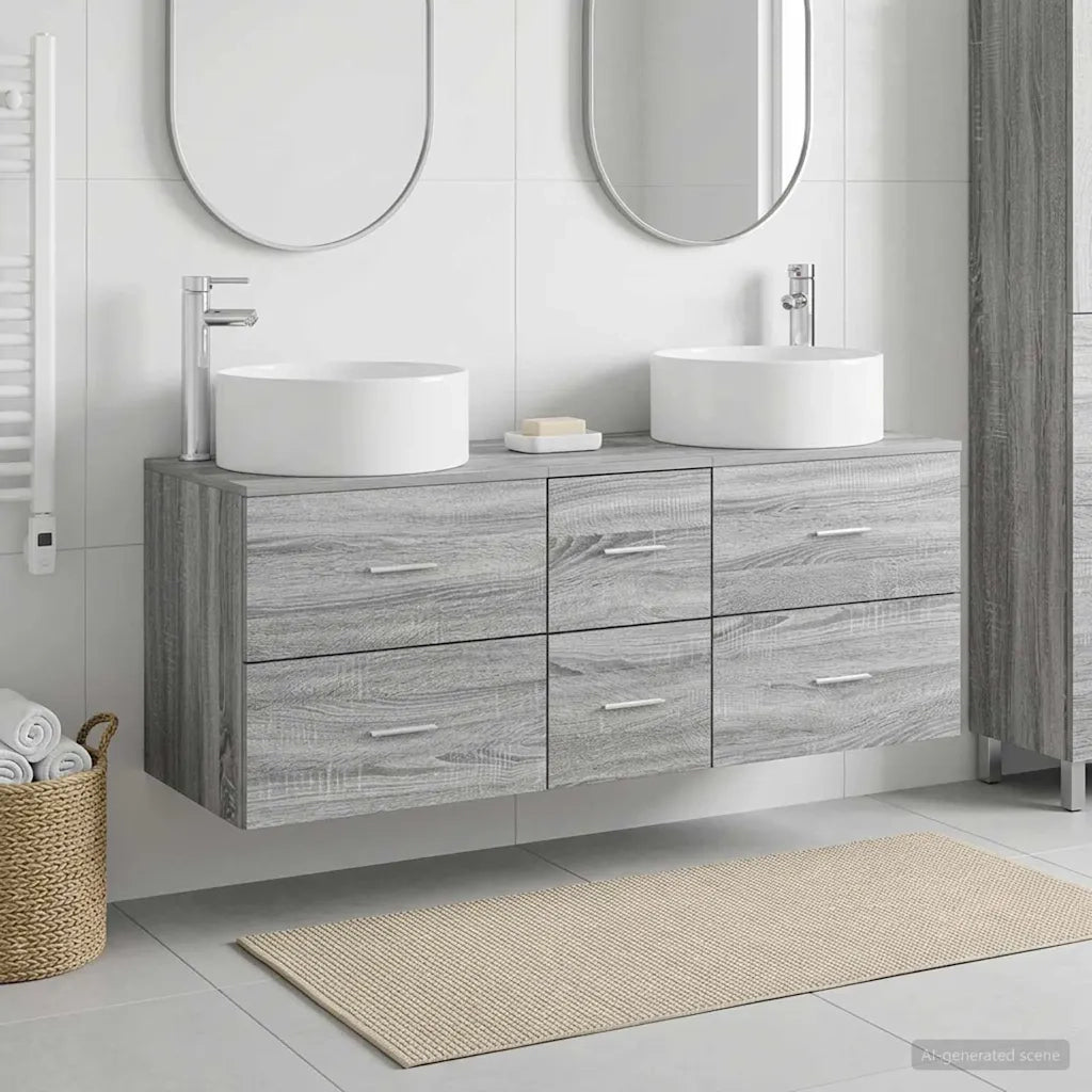 Set di mobili per il bagno 3 pz Sonoma grigio 3405960