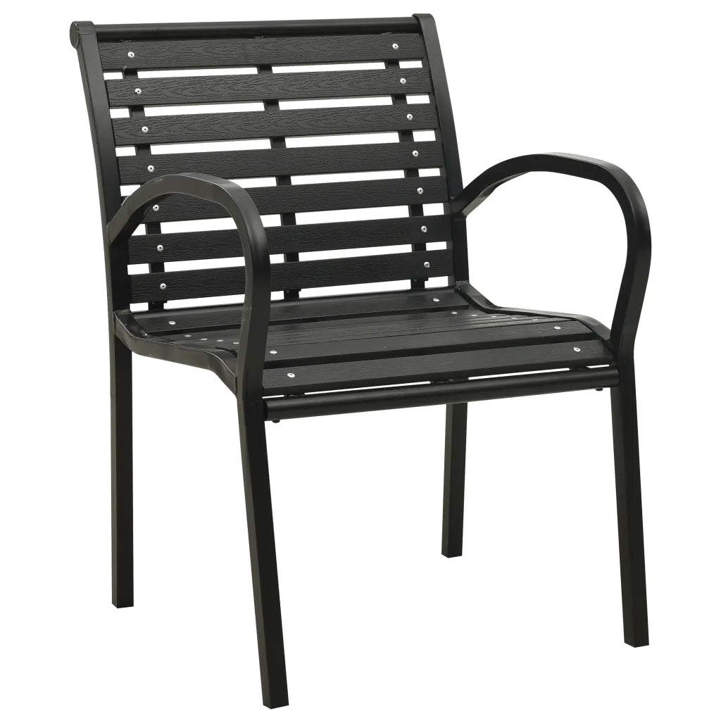 Sedie da Giardino 2 pz in Acciaio e WPC Nere 312034