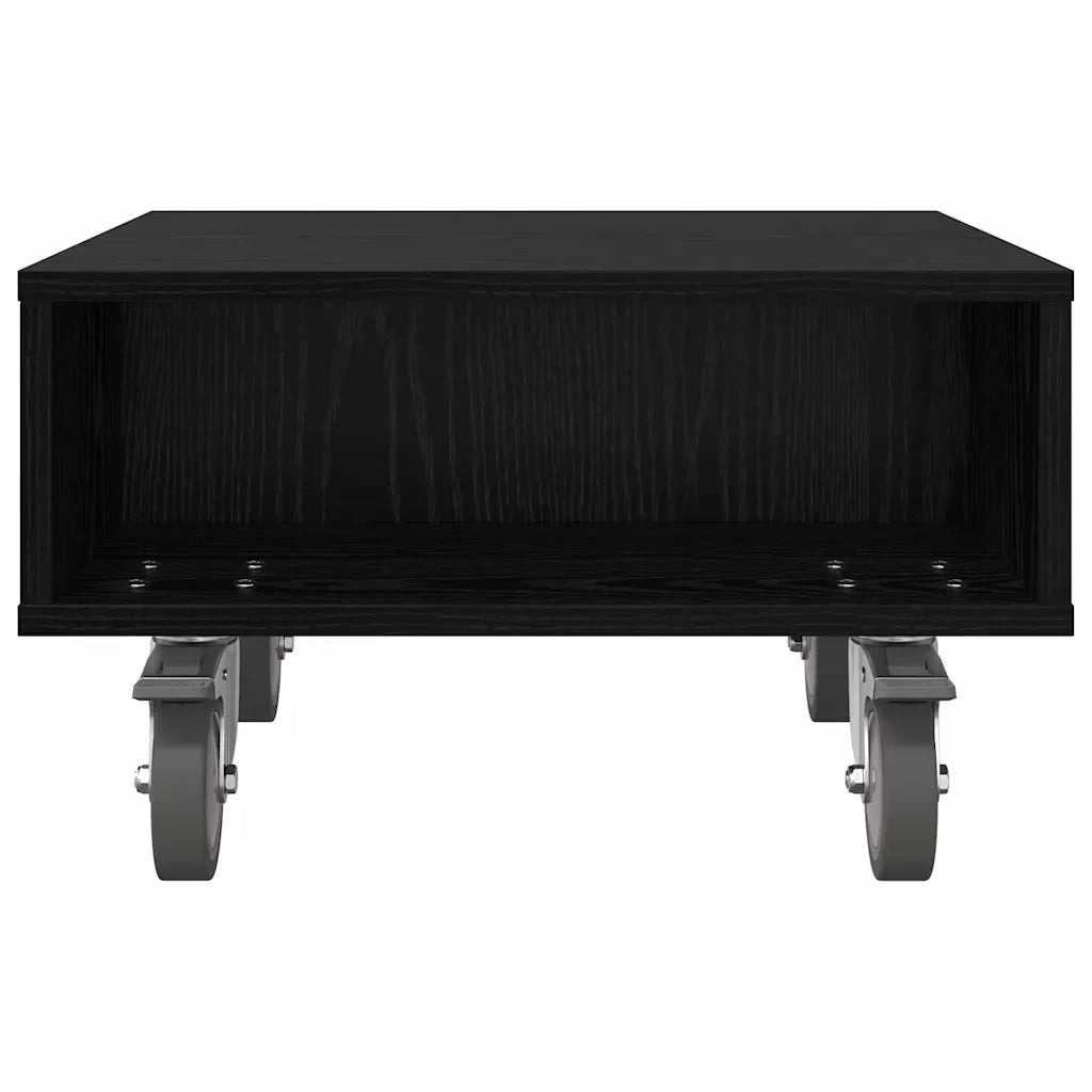 Tavolino con Ruote Rovere Nero 50,5 x 50 x 30 cm