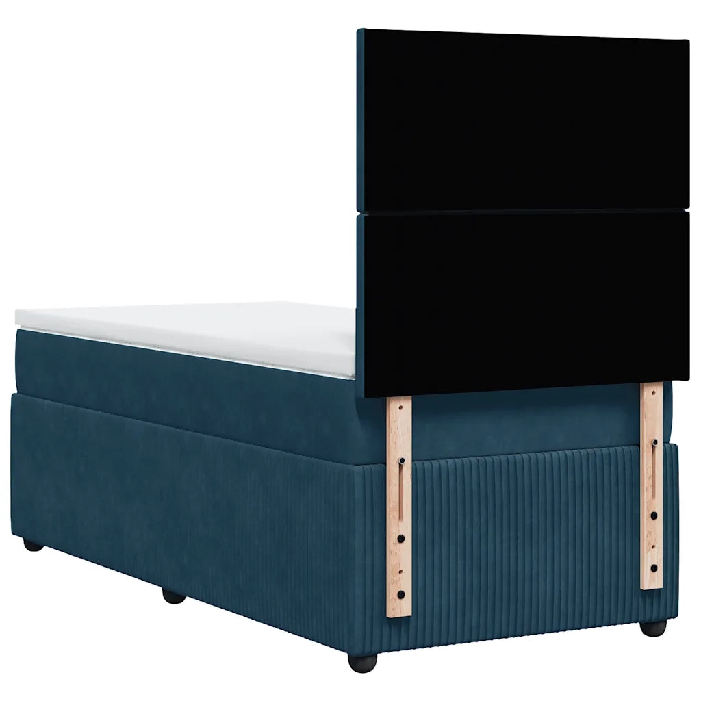 Giroletto a Molle con Materasso Blu Scuro 90x200 cm in Velluto 3292236