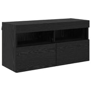 Mobile TV da Parete | Armadietto TV | Mobile Porta TV con LED Rovere Nero 80 x 30 x 40 cm