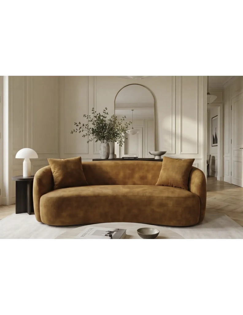 Divano dritto NYJY 2 posti in velluto - Giallo senape - 178 x 67 x 70 cm
