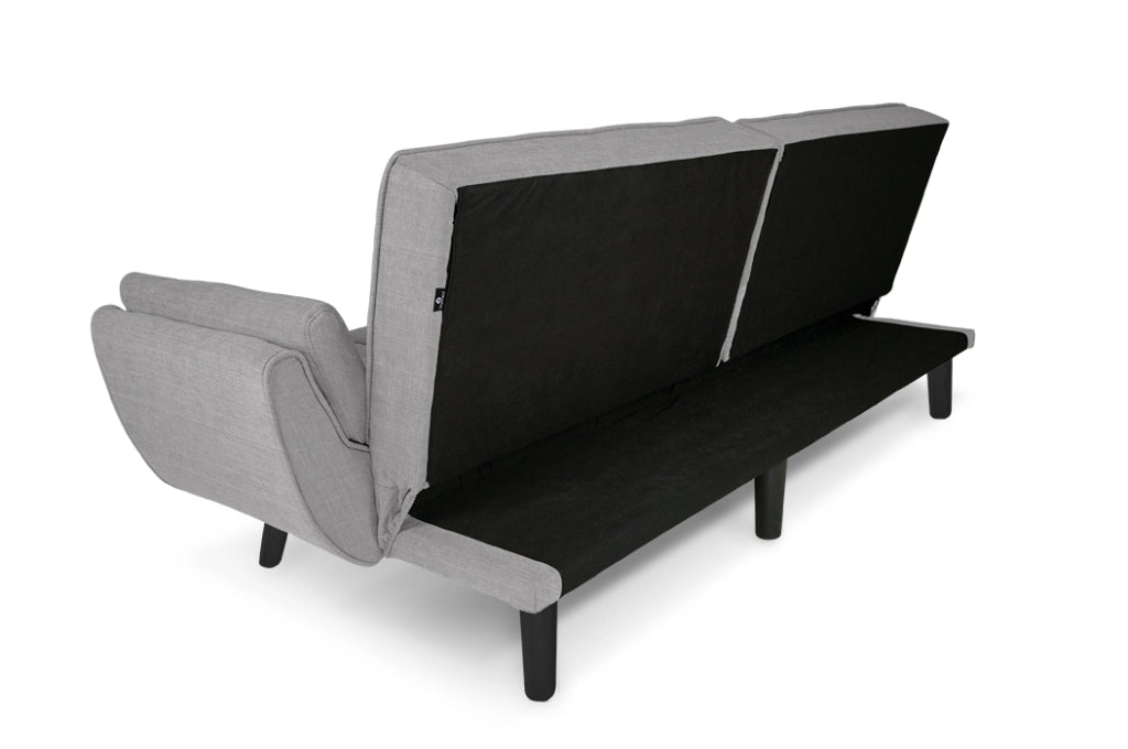 Divano letto clic clac in tessuto grigio chiaro piede nero - divano 3 posti - Ambra - DL-AM01FBC-PLN