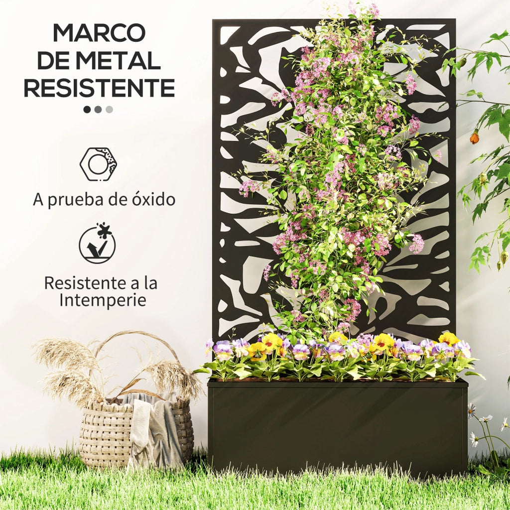 Fioriera Rialzata con Pannello Privacy ¨C Zephmum ¨C 61x23x113 cm Nero