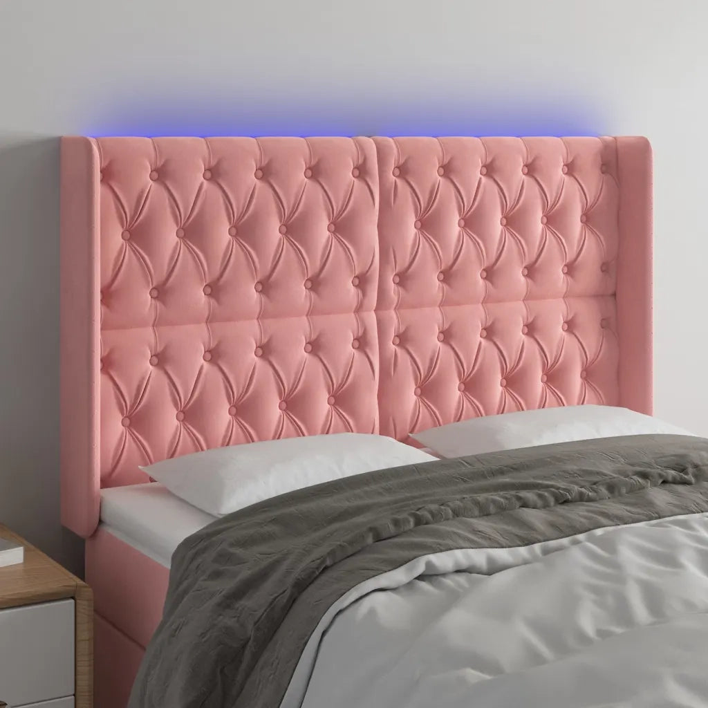 Testiera | Testata a LED rosa 163x16x118/128 cm in Velluto