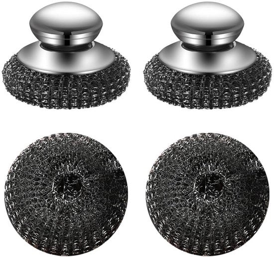 Scrubber 2 Pezzi - Acciaio Inossidabile - Testa di Pennello Rimpiazzabile - Pulizia Efficiente - Maniglia Comoda - Profonda Pulizia dei Solchi - Spazzola da Pulizia