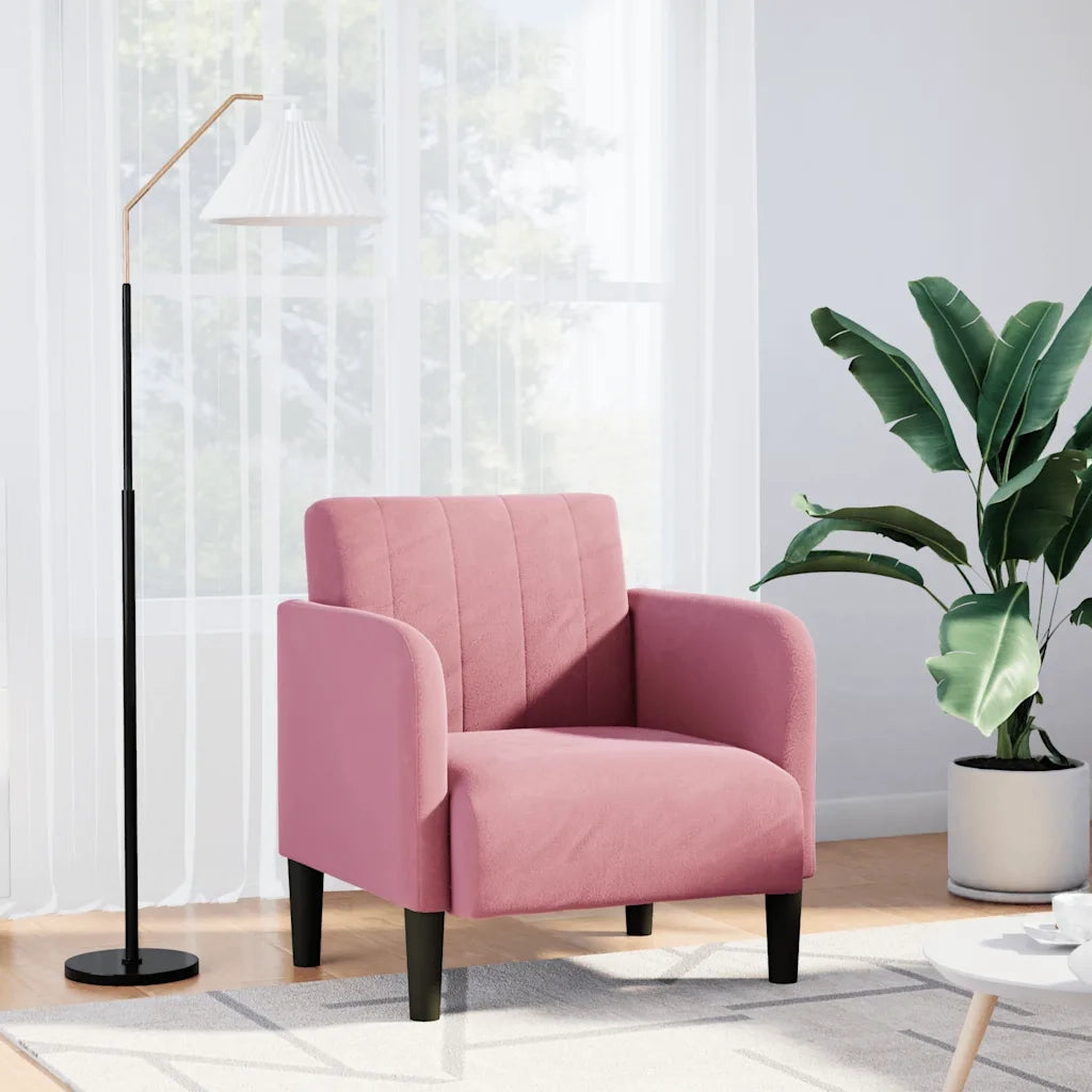 vidaXL Divano Sedia con Braccioli Rosa 54 cm in Velluto
