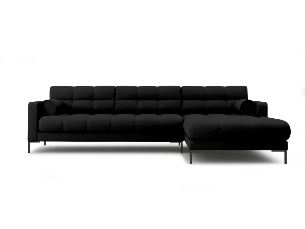 Cosmopolitan Design - Divano angolare destro "Bali" 5 posti in tessuto strutturato nero 