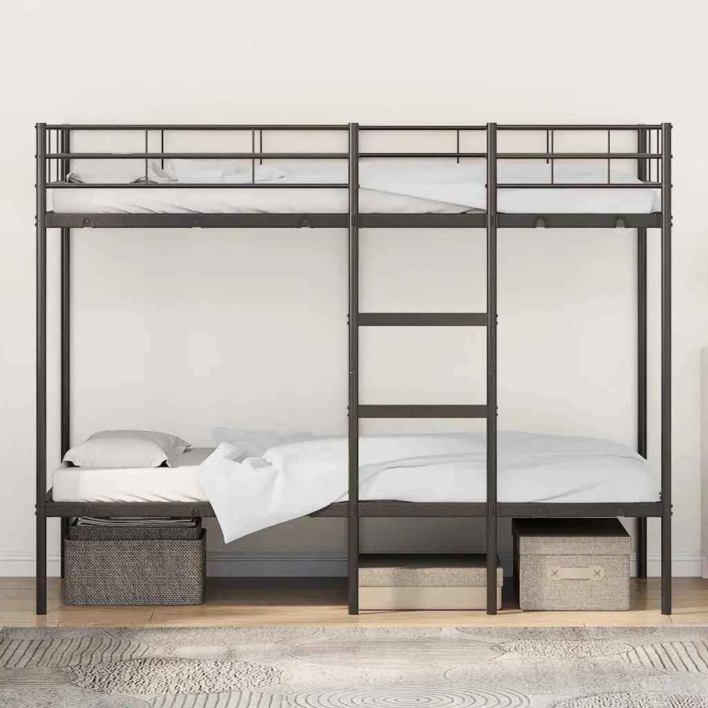Letto a Castello senza Materasso-Struttura Letto a Castello Nero 90x190 cm in Acciaio 439903