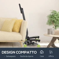 Stepper con Manubrio, Pedali Antiscivolo e Monitor LCD, in Acciaio e ABS, 55x44x108 cm, Nero Grigio e Verde