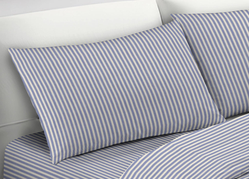 Sacco Copripiumino Piumone Letto In 100% Cotone Made Italy Vari Disegni RP - 2 Piazze - Bastoncino Blu