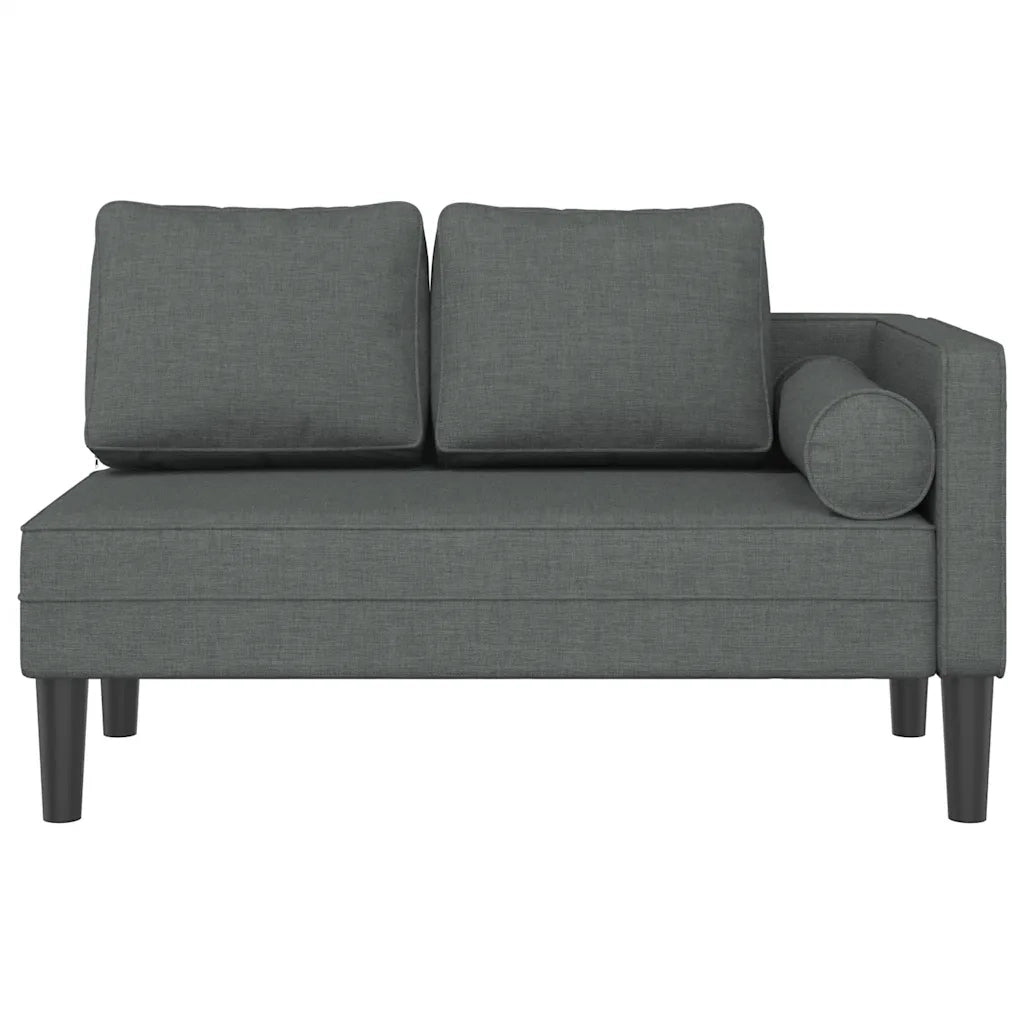 Chaise Longue con Cuscini Grigio Scuro in Tessuto CFW8923882