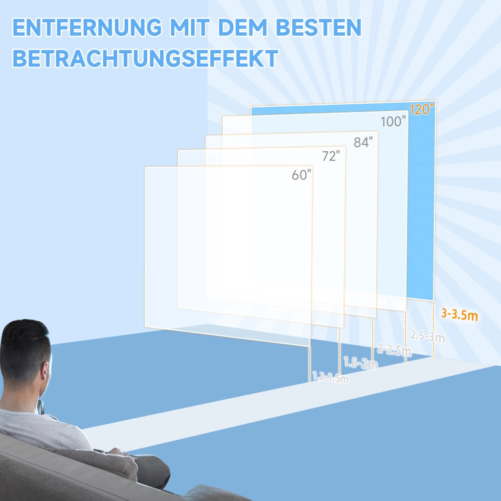 Schermo per proiettore elettrico 266 x 149 cm 16:9 con telecomando per home cinema e presentazioni, in metallo, bianco