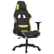 Sedia da Gaming | Sedia da e-sports con Poggiapiedi Nero e Verde Chiaro in Tessuto