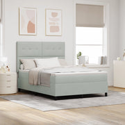 Letto Box Spring con Materasso Grigio Chiaro 140x200 cm Velluto