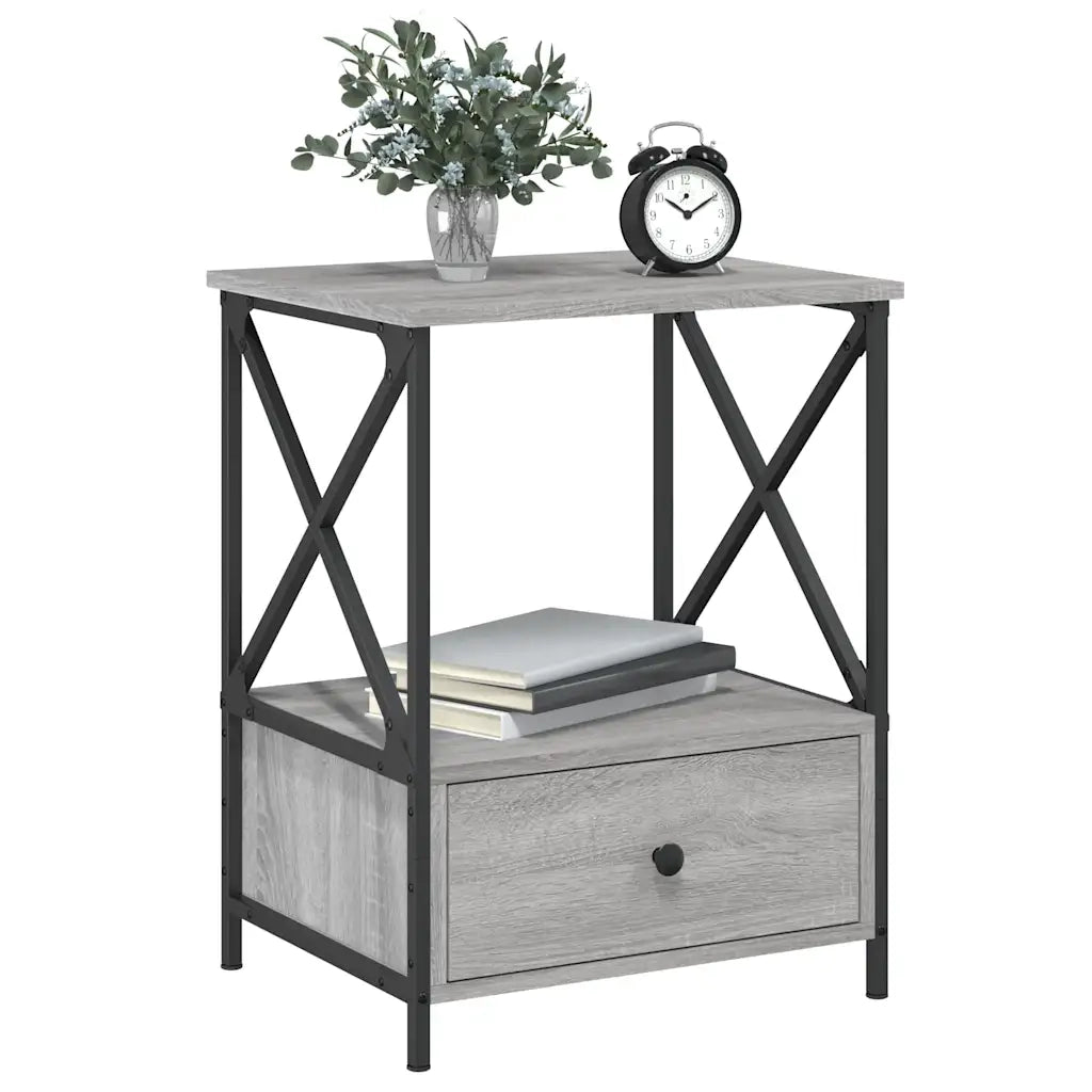 Comodini 2 pz-Set di 2 Tavolino da notte Grigio Sonoma 50x41x65 cm in Legno Multistrato