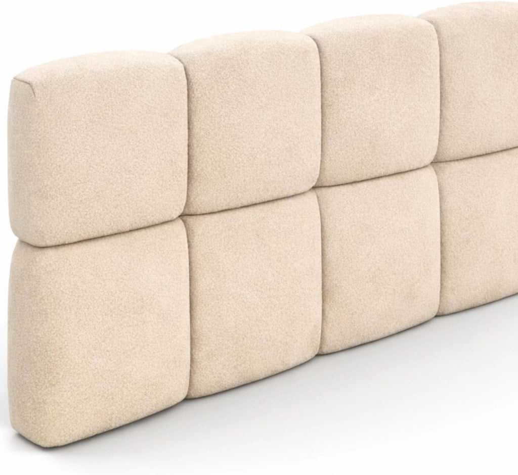 NUAGE velluto beige 160 cm testata sospesa trapuntata