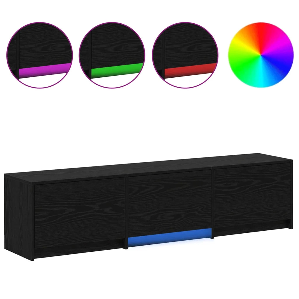 Mobile TV | Armadietto TV | Mobile Porta TV con LED con strisce LED Rovere Nero 165 x 34 x 40 cm