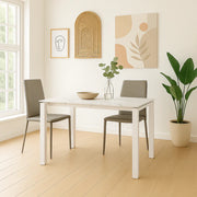 Tavolo da pranzo allungabile in ceramica effetto marmo bianco Task 120-170x80 cm fino a 8 posti | Duzzle